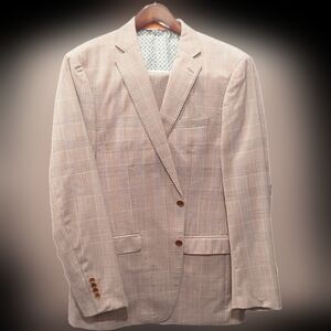 Tallia 42L pink blue check suit